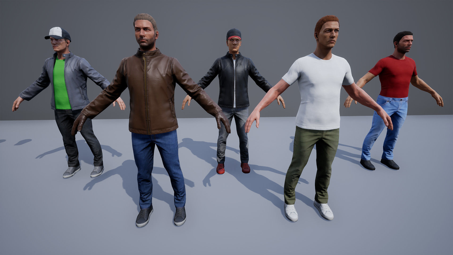 Regular Male Civilian Character UE pack Low-poly 3D model_7