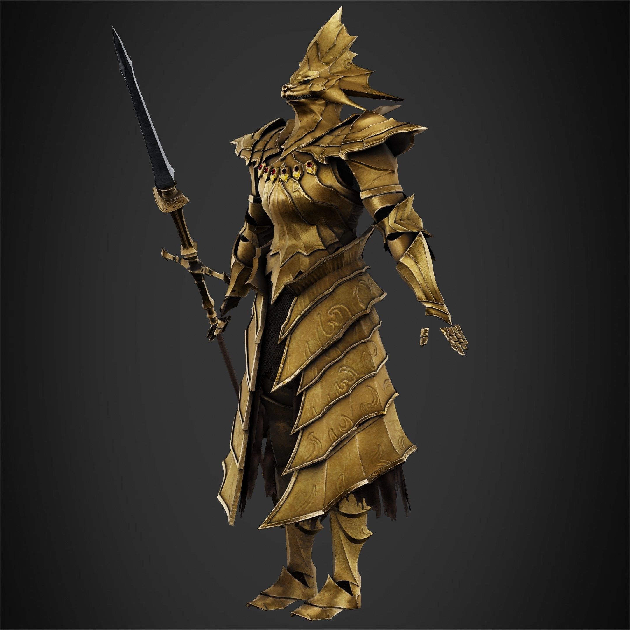 Ornstein Dragon Slayer Full Armor and Spear for Cosplay 3D Model ...