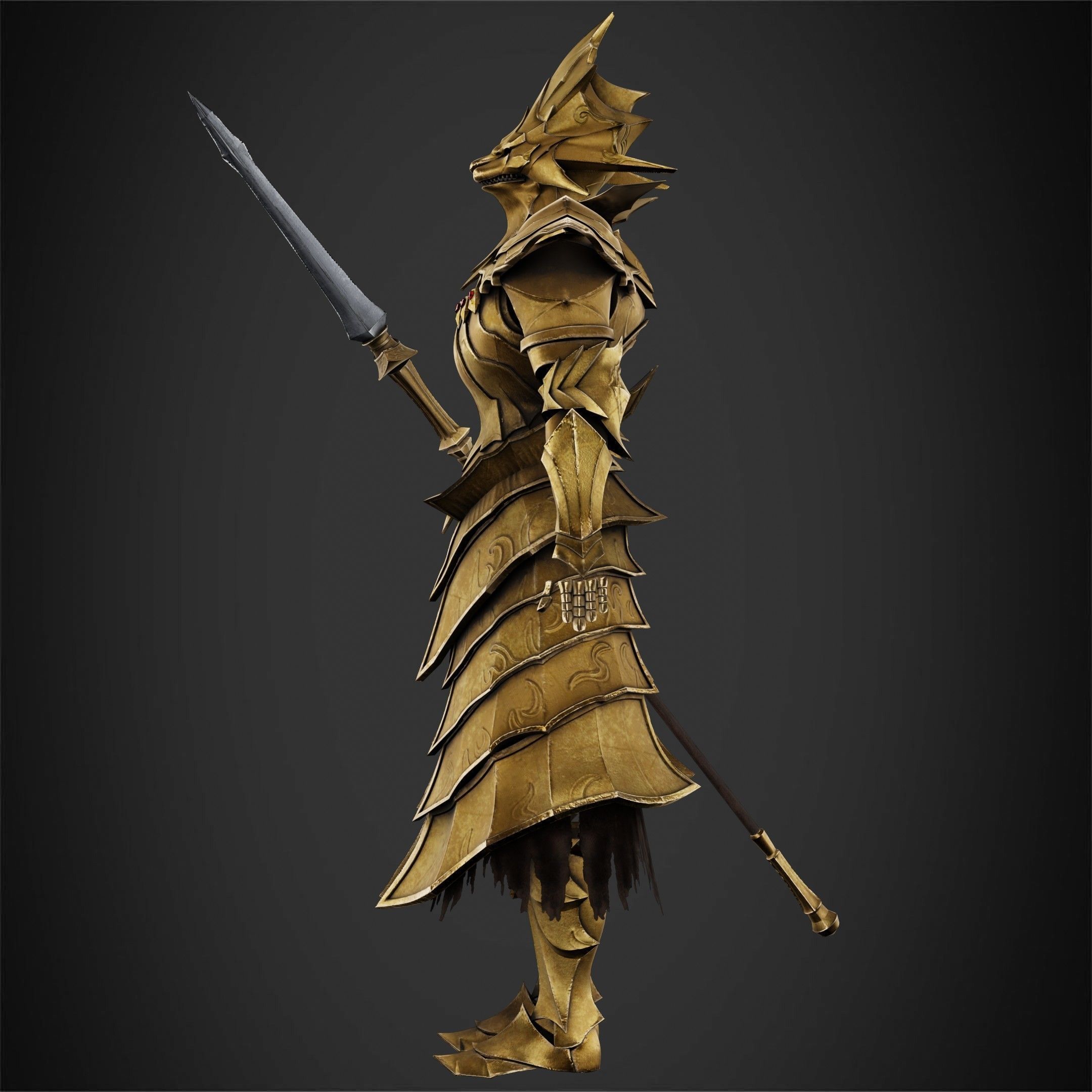 Ornstein Dragon Slayer Full Armor and Spear for Cosplay 3D Model ...