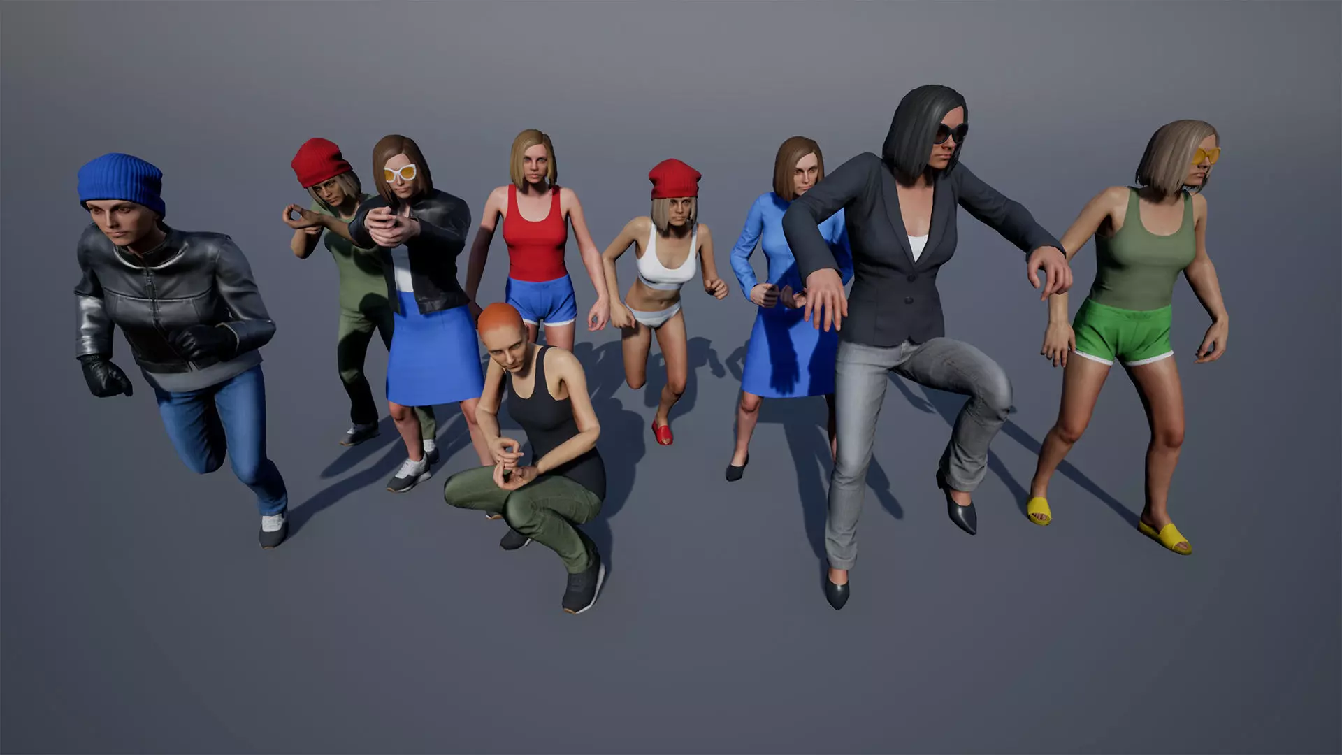 Regular Female Civilian Character UE pack Low-poly 3D model