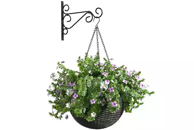 Hanging basket flowerpot rattan pot with flowers
