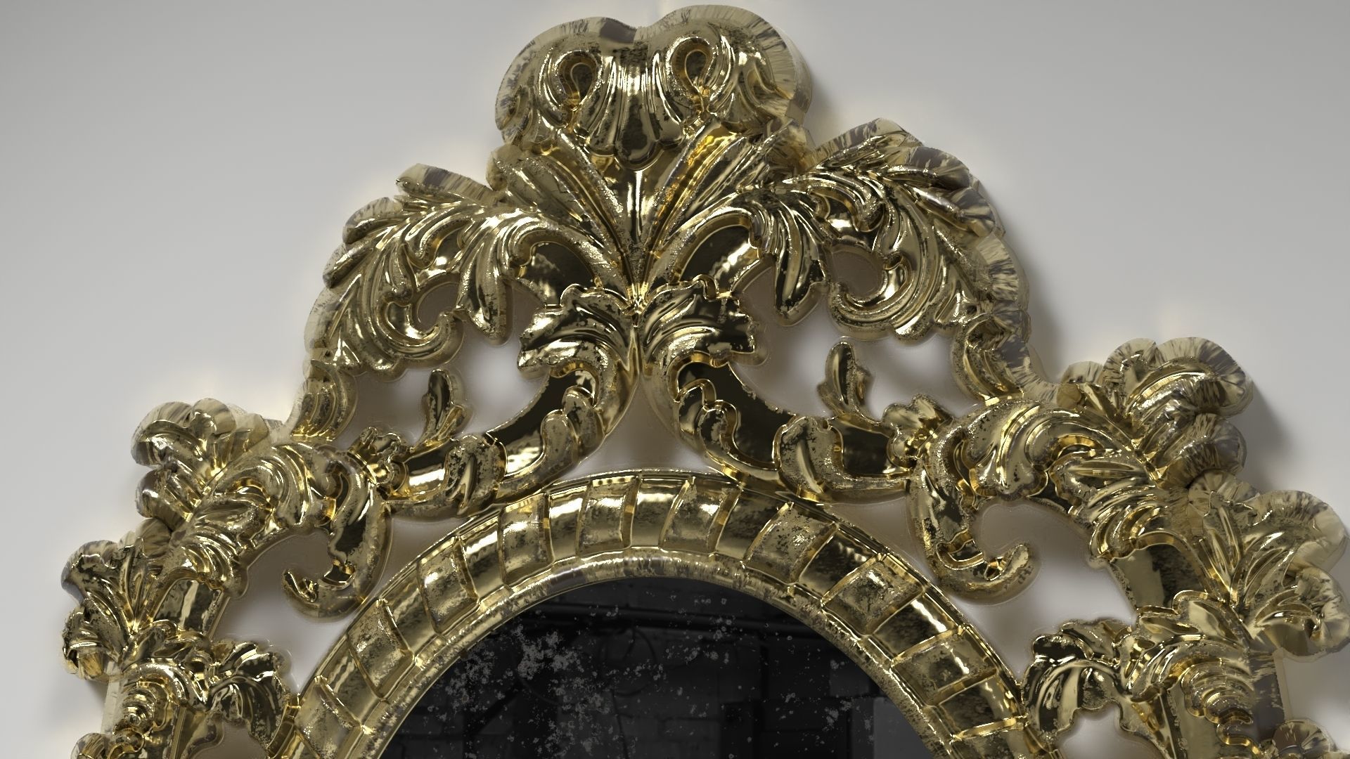 Antique Circular Ornate Mirror Low-poly 3D model_4