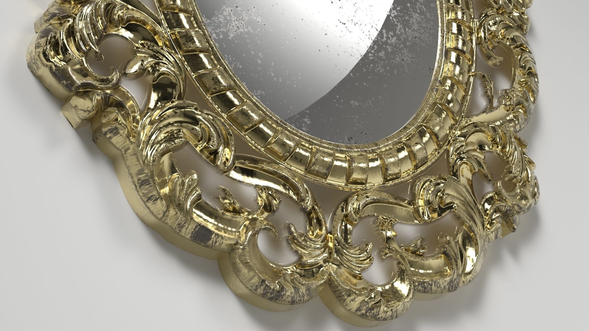 Antique Circular Ornate Mirror Low-poly 3D model_5