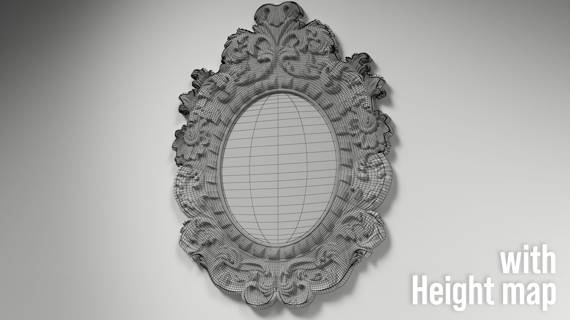 Antique Circular Ornate Mirror Low-poly 3D model_3