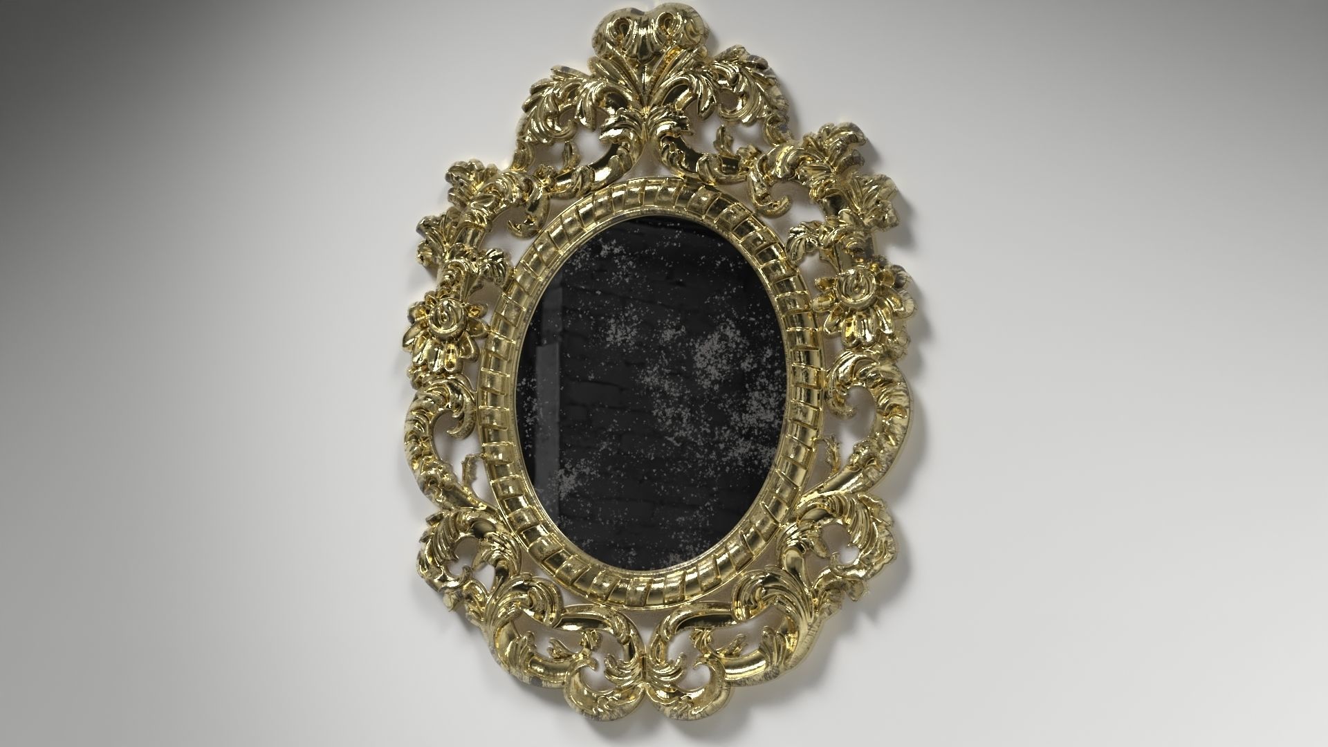 Antique Circular Ornate Mirror Low-poly 3D model_2