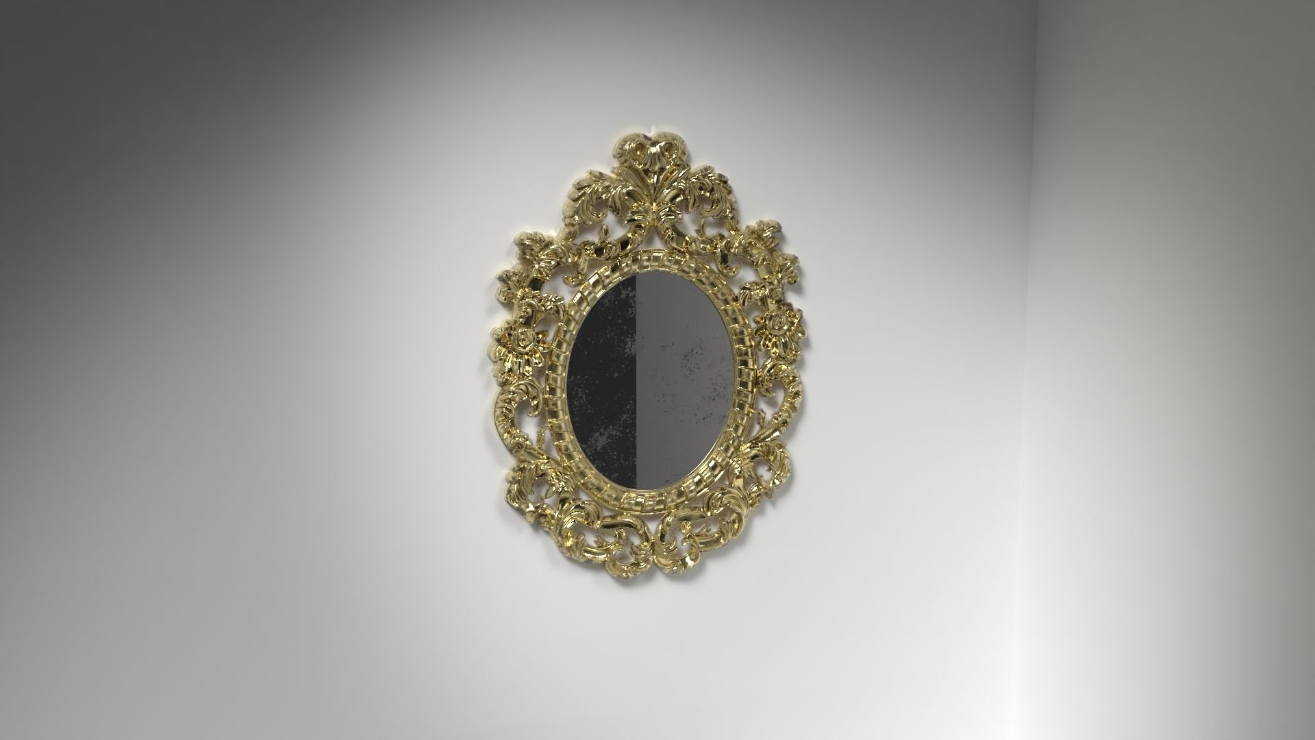 Antique Circular Ornate Mirror Low-poly 3D model_6