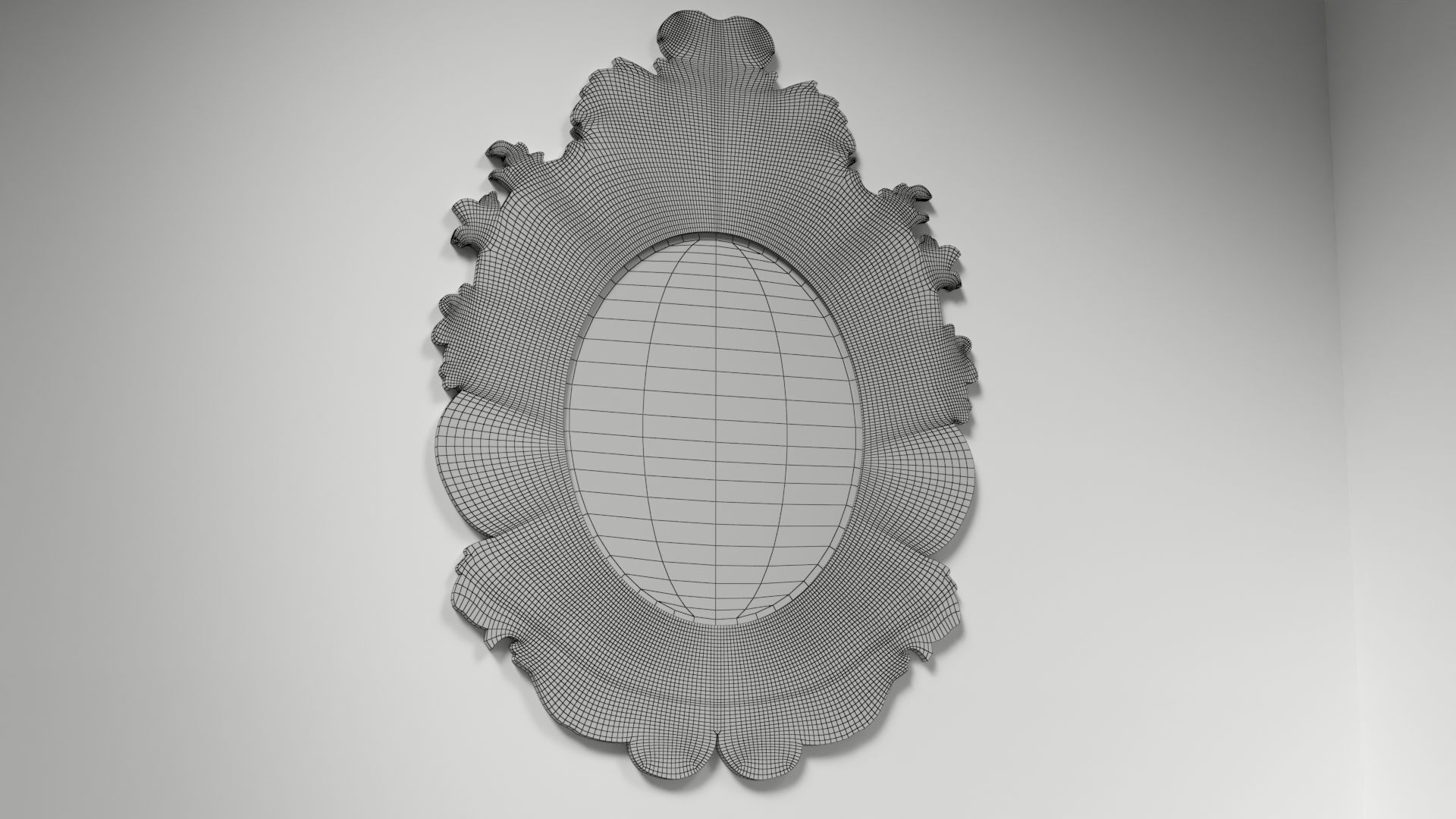 Antique Circular Ornate Mirror Low-poly 3D model_1