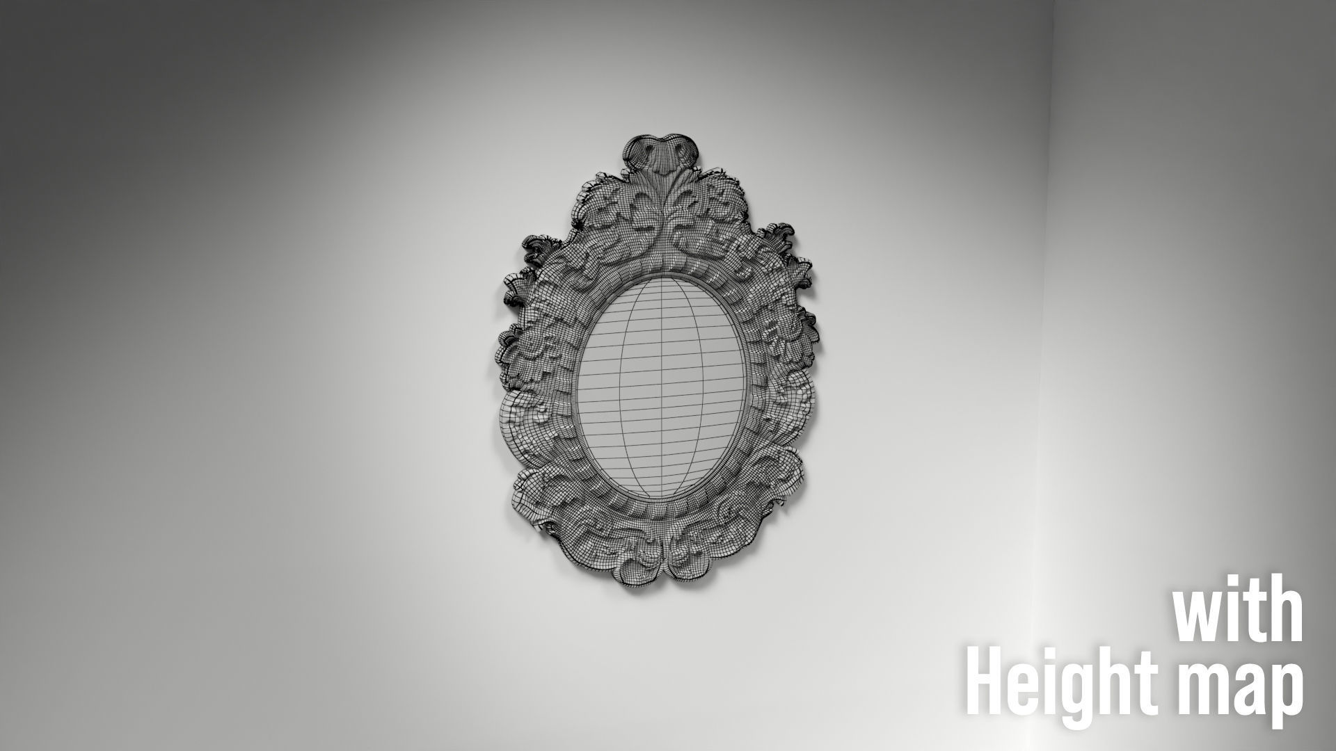 Antique Circular Ornate Mirror Low-poly 3D model_7