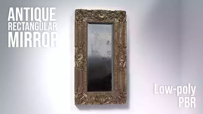 Antique Rectangular Ornate Mirror Low-poly 3D model