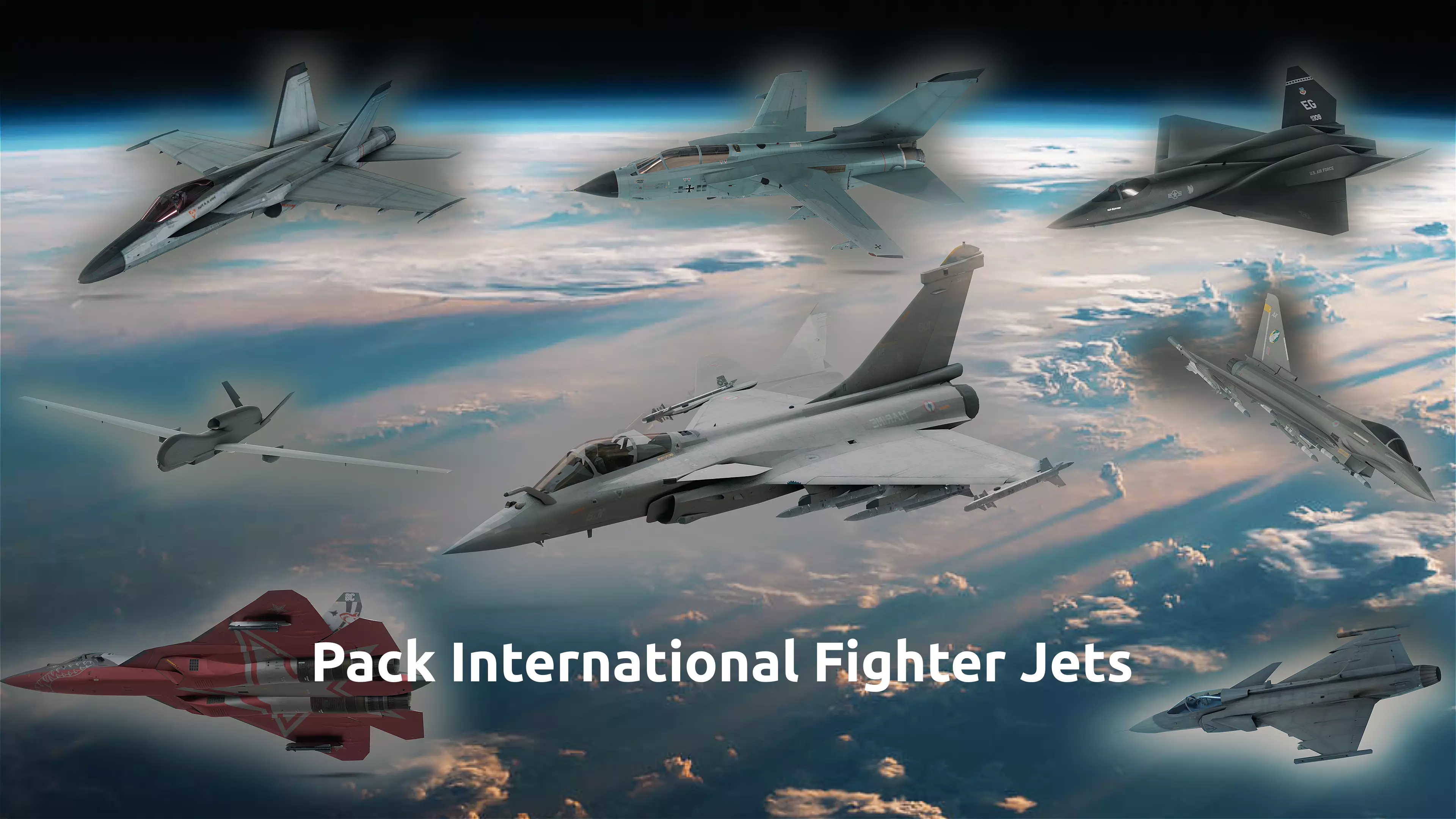 Pack International Fighter Jets 3D model_0