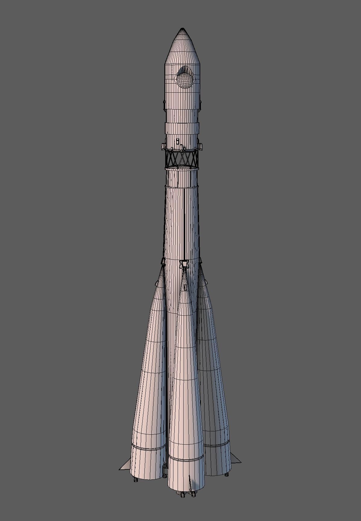 Rocket Vostok 1 Low-poly 3D model_7