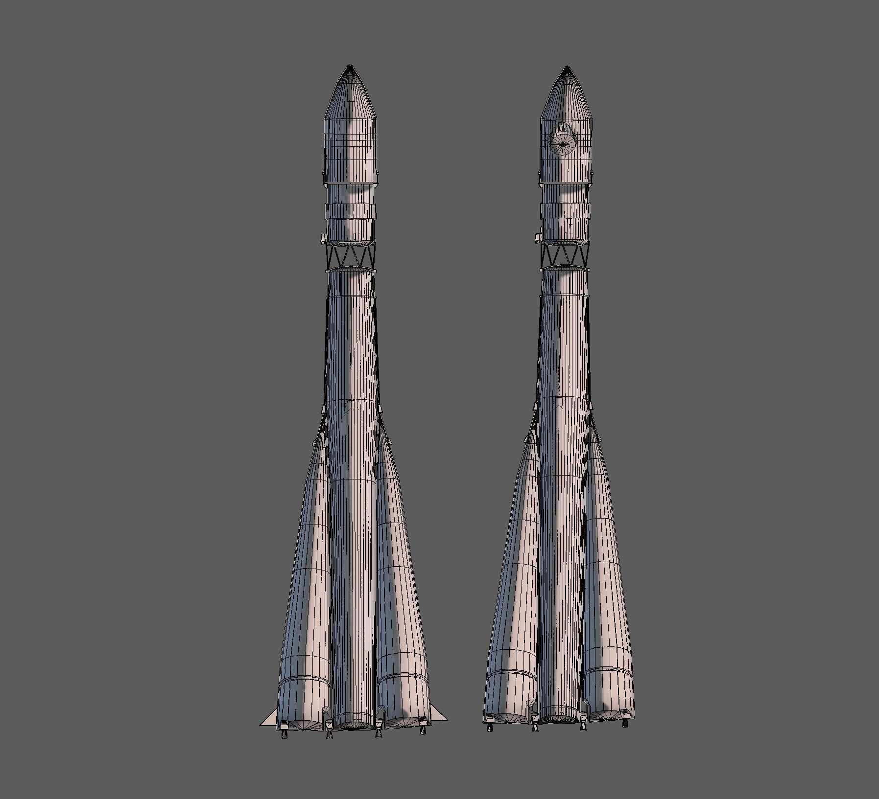 Rocket Vostok 1 Low-poly 3D model_8