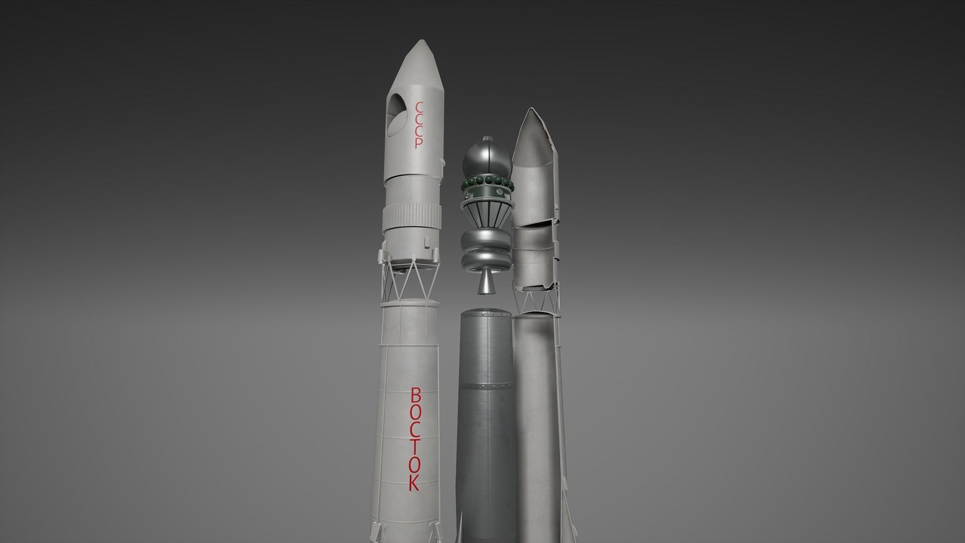 Rocket Vostok 1 Low-poly 3D model_1