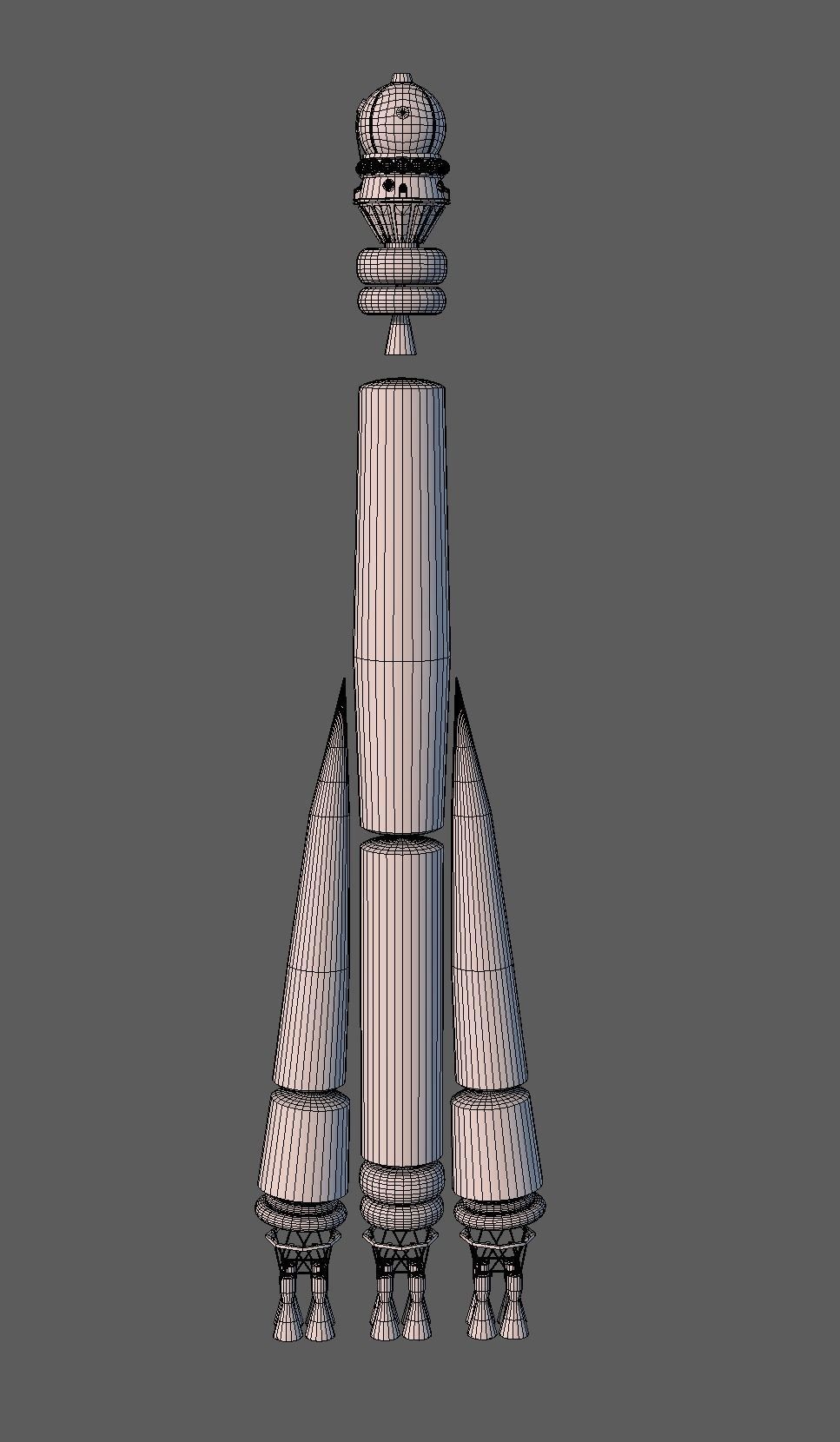 Rocket Vostok 1 Low-poly 3D model_9