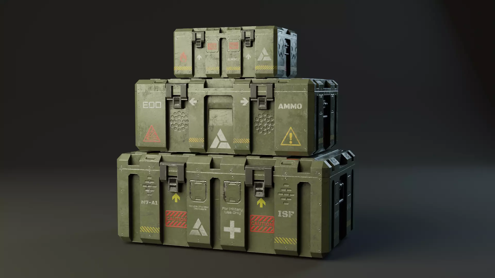 Military boxes GameReady  Low-poly 3D model_0