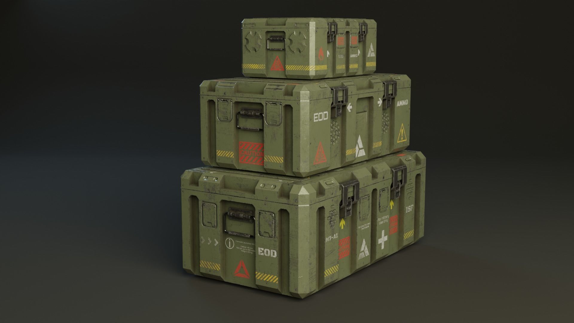 Military boxes GameReady  Low-poly 3D model_1