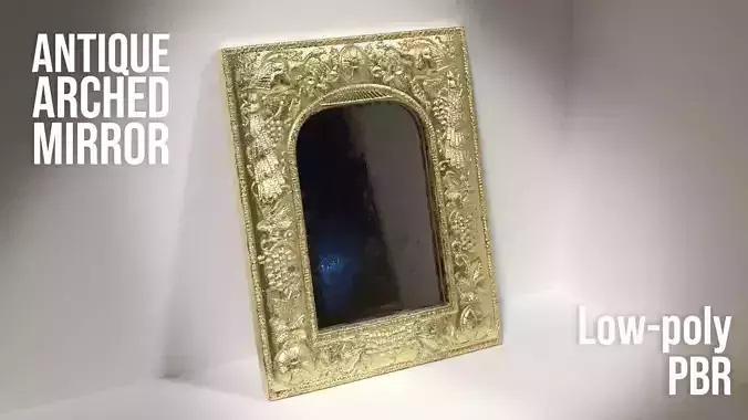 Antique Arched Ornate Mirror Low-poly 3D model