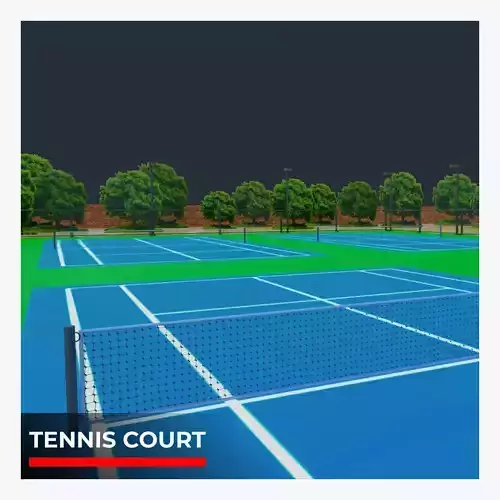 Tennis court Low-poly 3D model