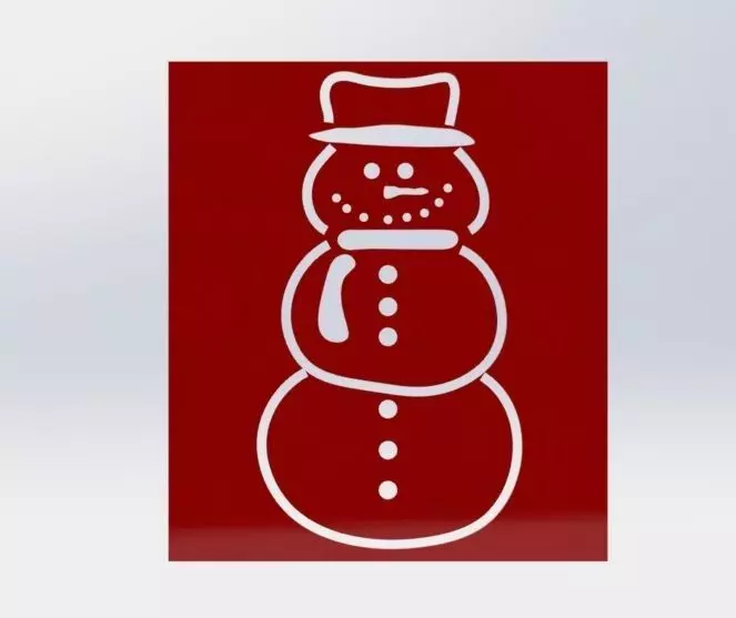 Christmas snowman stencil 3D print model_0