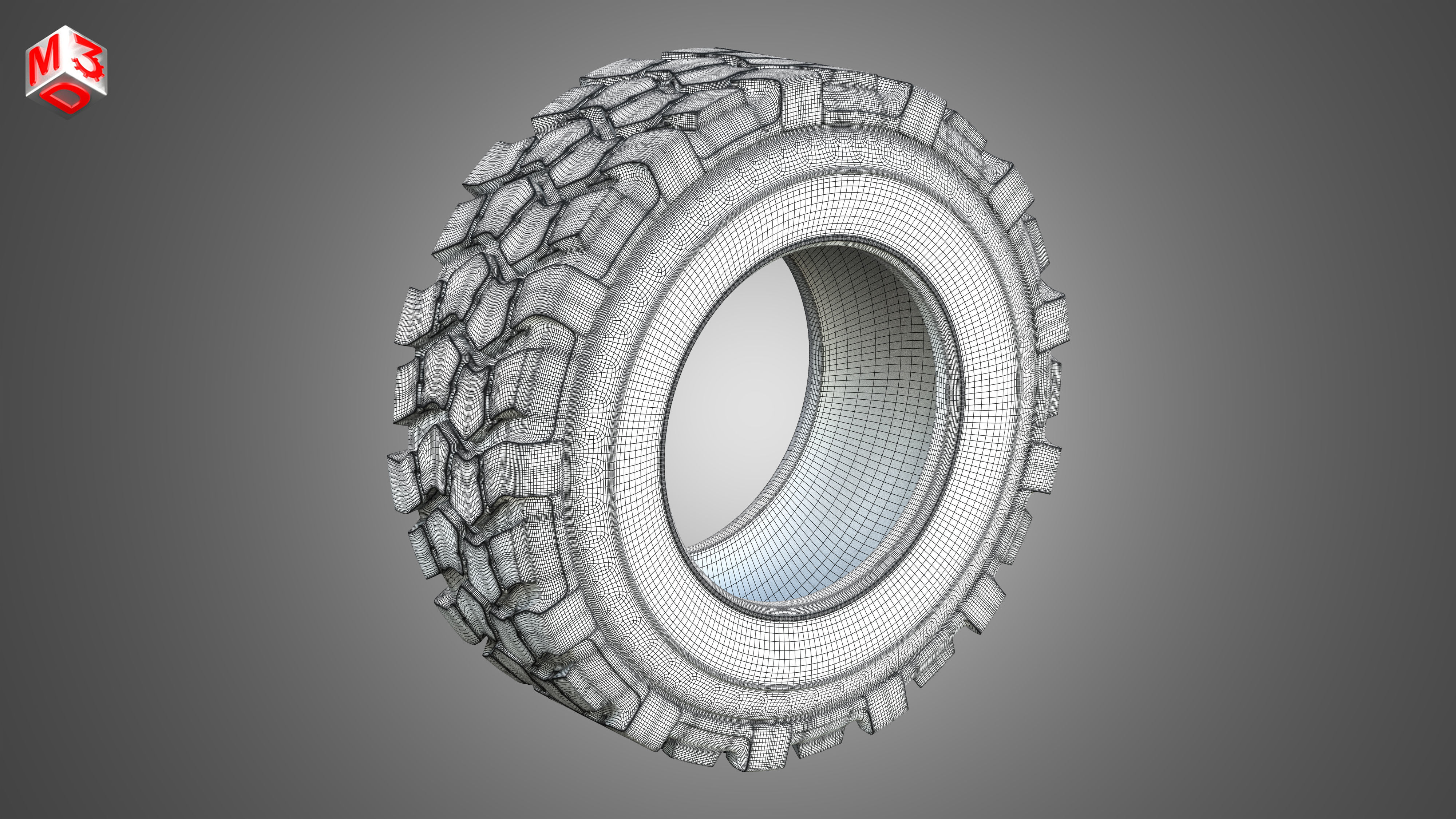 Tractor Tire 002 - One Piece 3D model_10
