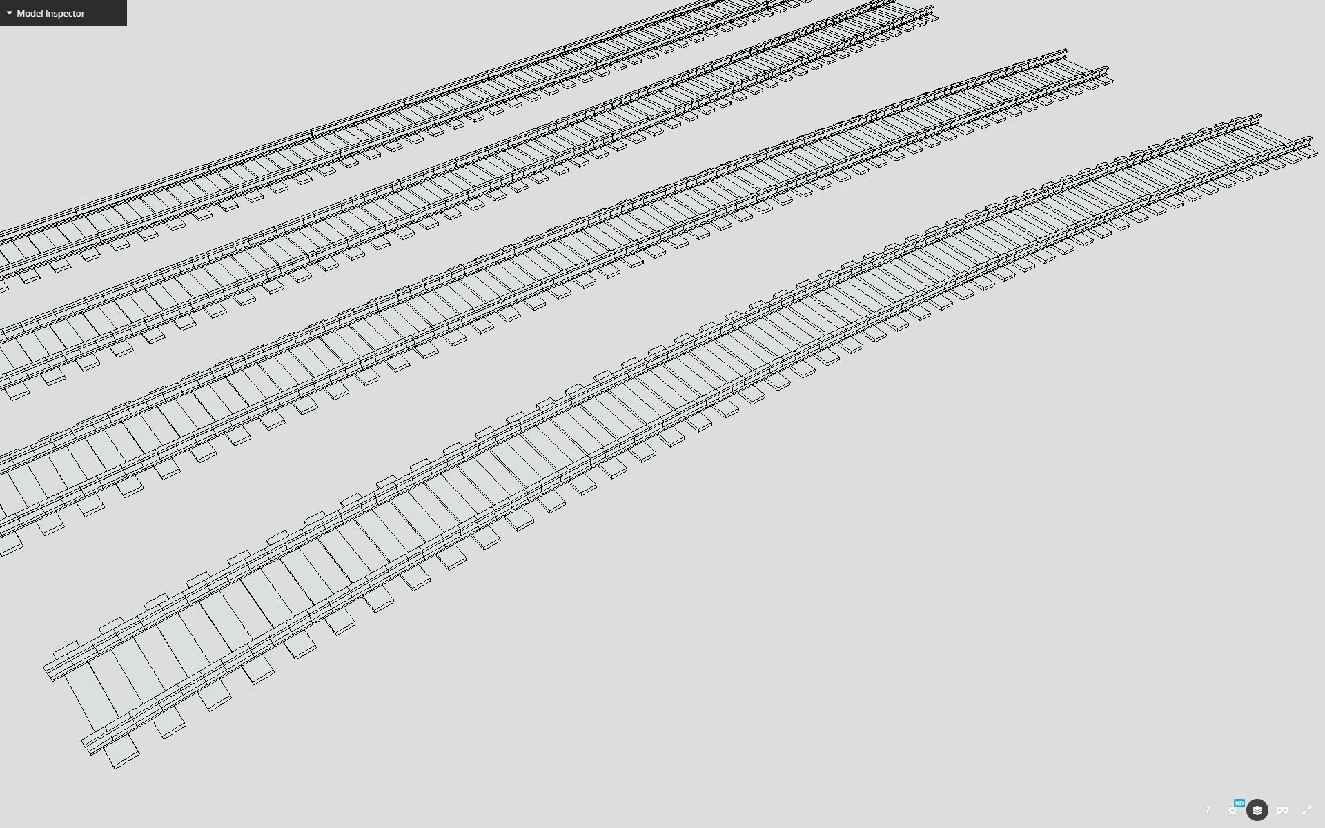 Railroad Tracks Straight And Curved Tileable Low-poly 3D model_1