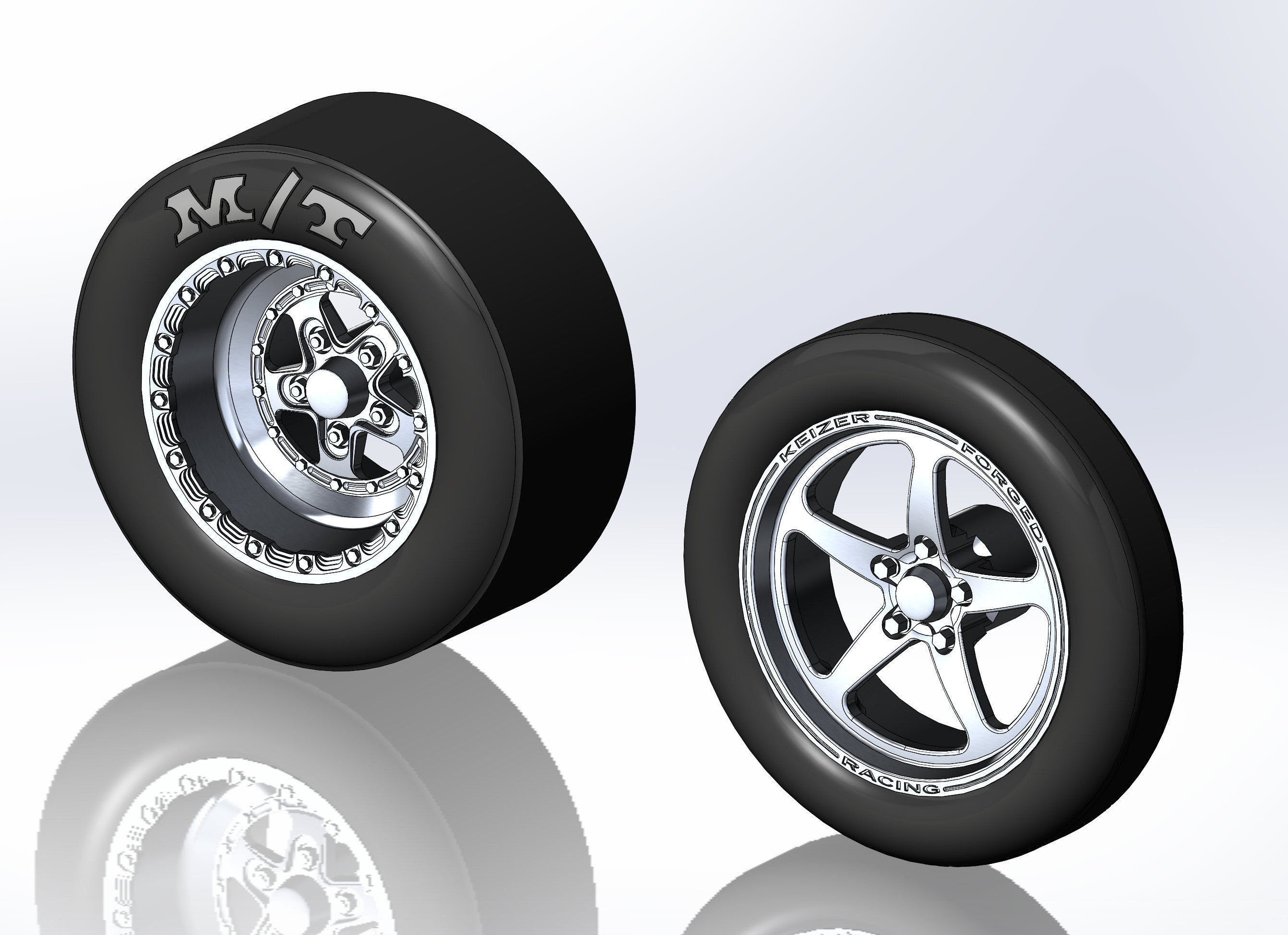 Set wheels KEIZER Full House for scale model of dragster 3D print model_1