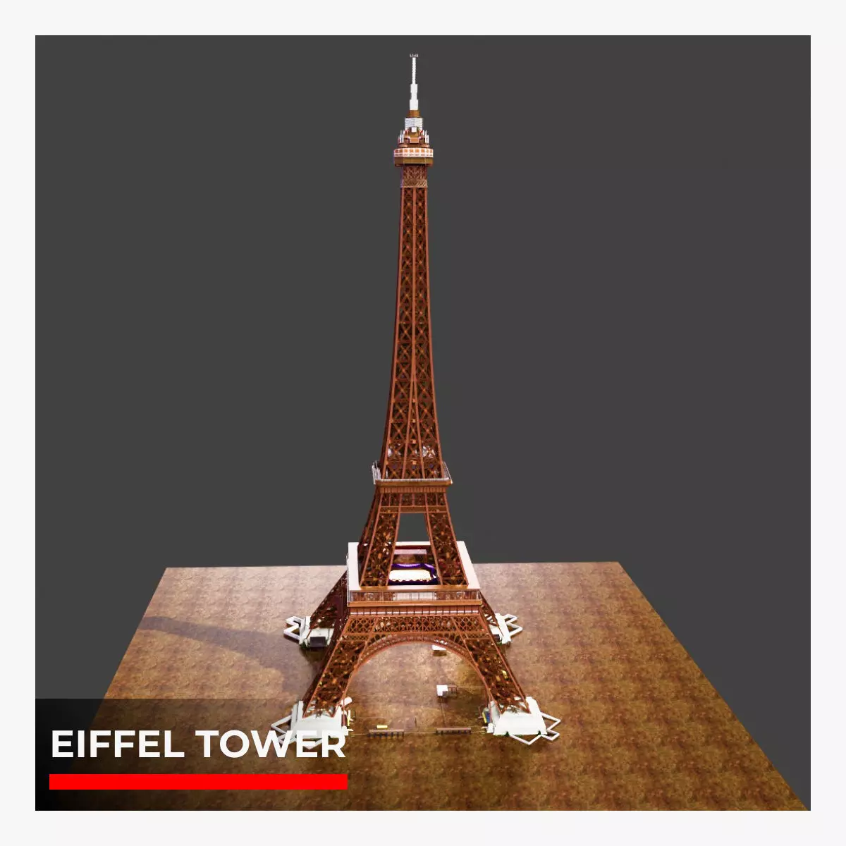 Eiffel Tower Low-poly 3D model_0