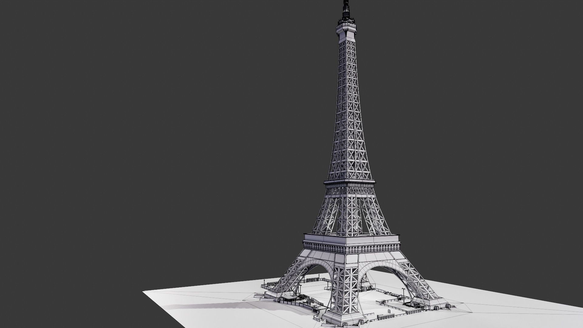 Eiffel Tower Low-poly 3D model_10
