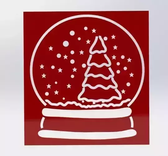 Snow globe christmas stencil 3D print model