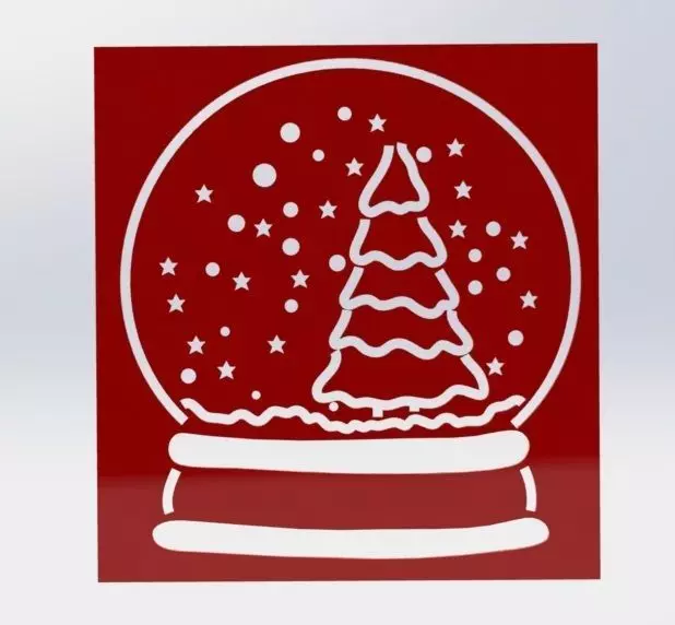 Snow globe christmas stencil 3D print model_0