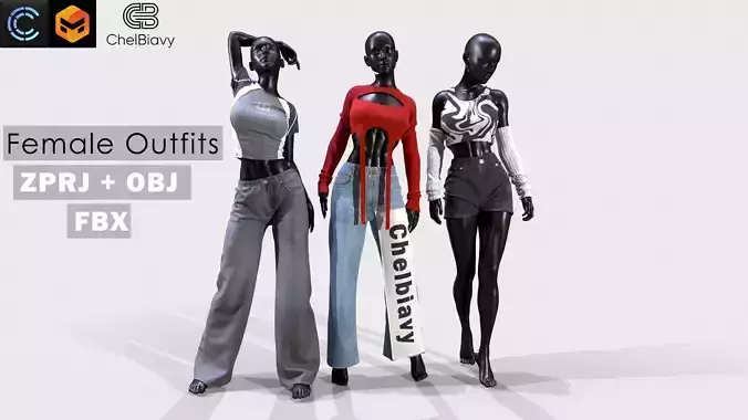 Realistic 3D models of Female Outfits
