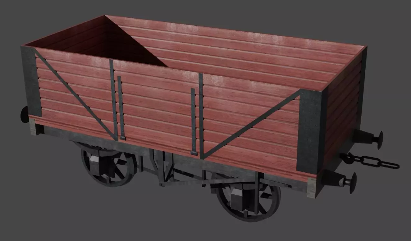 7 plank wagon red scale Free 3D model