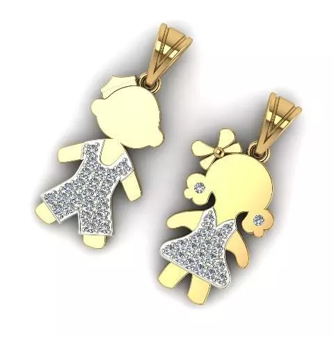 7 Girl boy pendant 3D print model