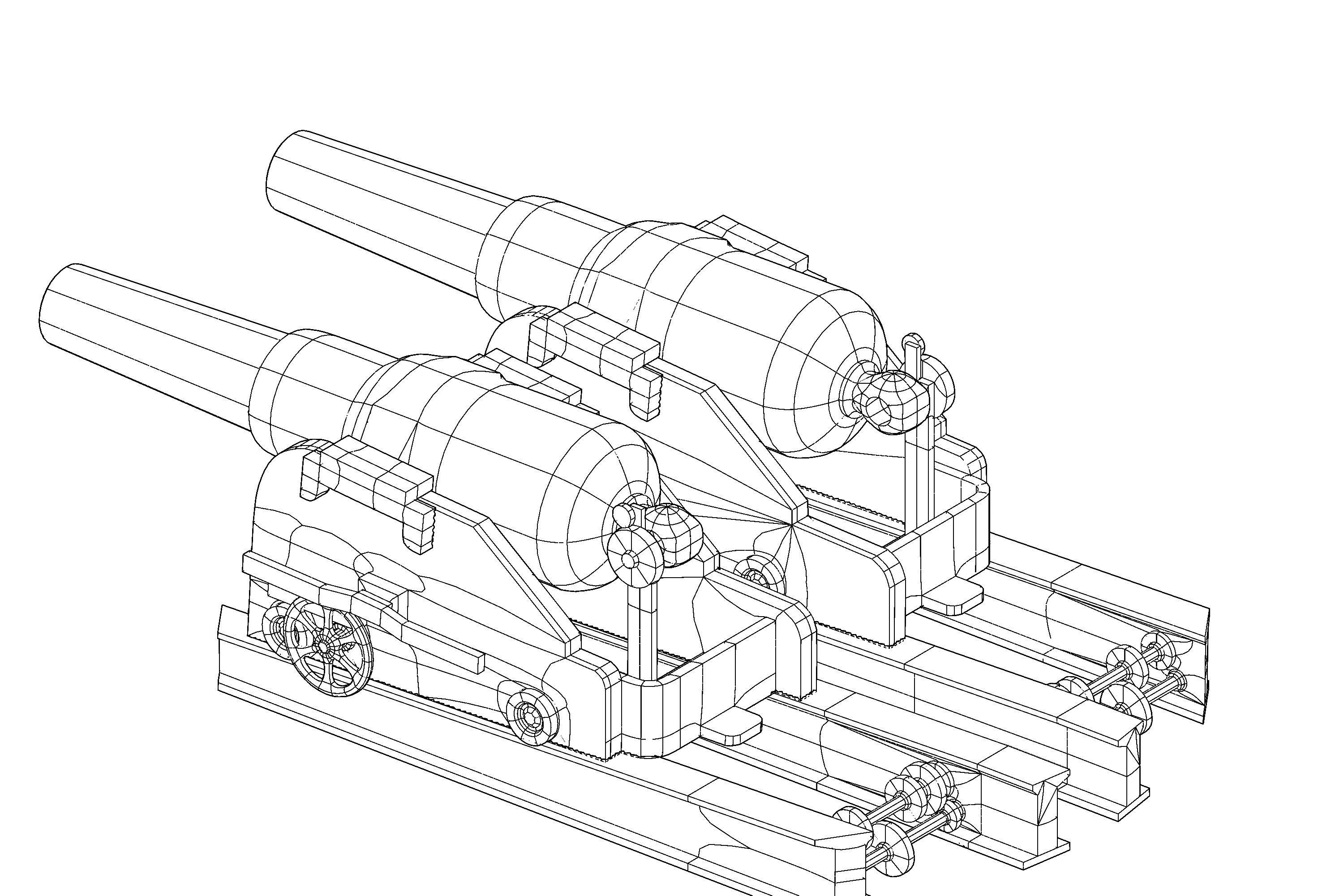 Turret Coles system RML gun 10-inch 18-ton 3D print model_4