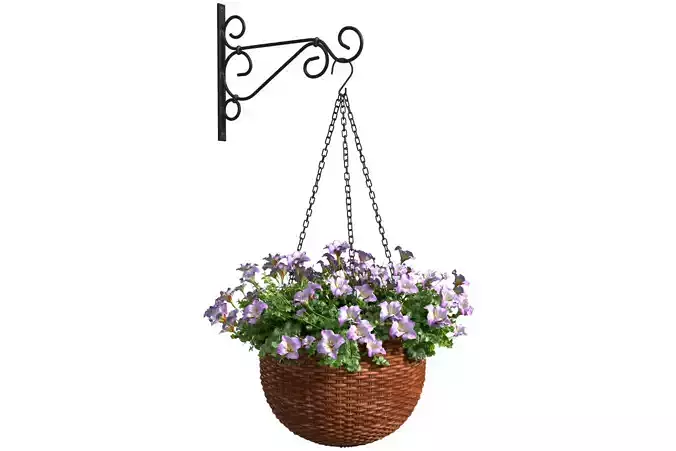 Hanging basket flowerpot rattan pot with flowers