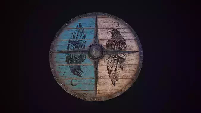 Viking shield Low-poly 3D model