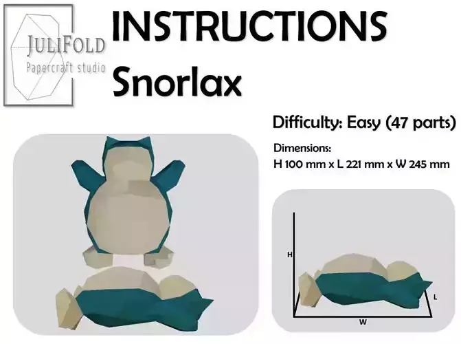Snorlax Pokemon PaperCraft Template 3D model