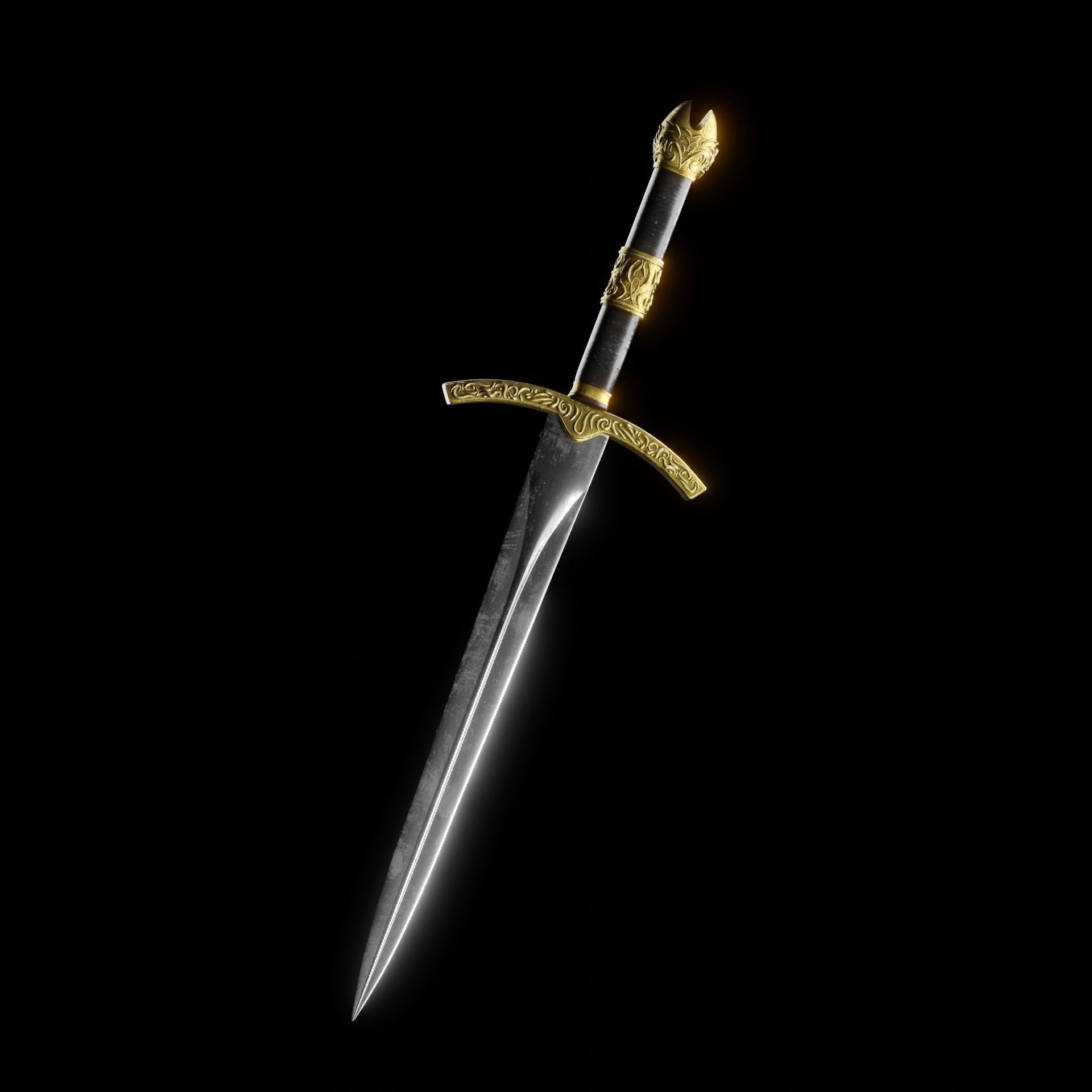 Medieval dagger 3D model_2