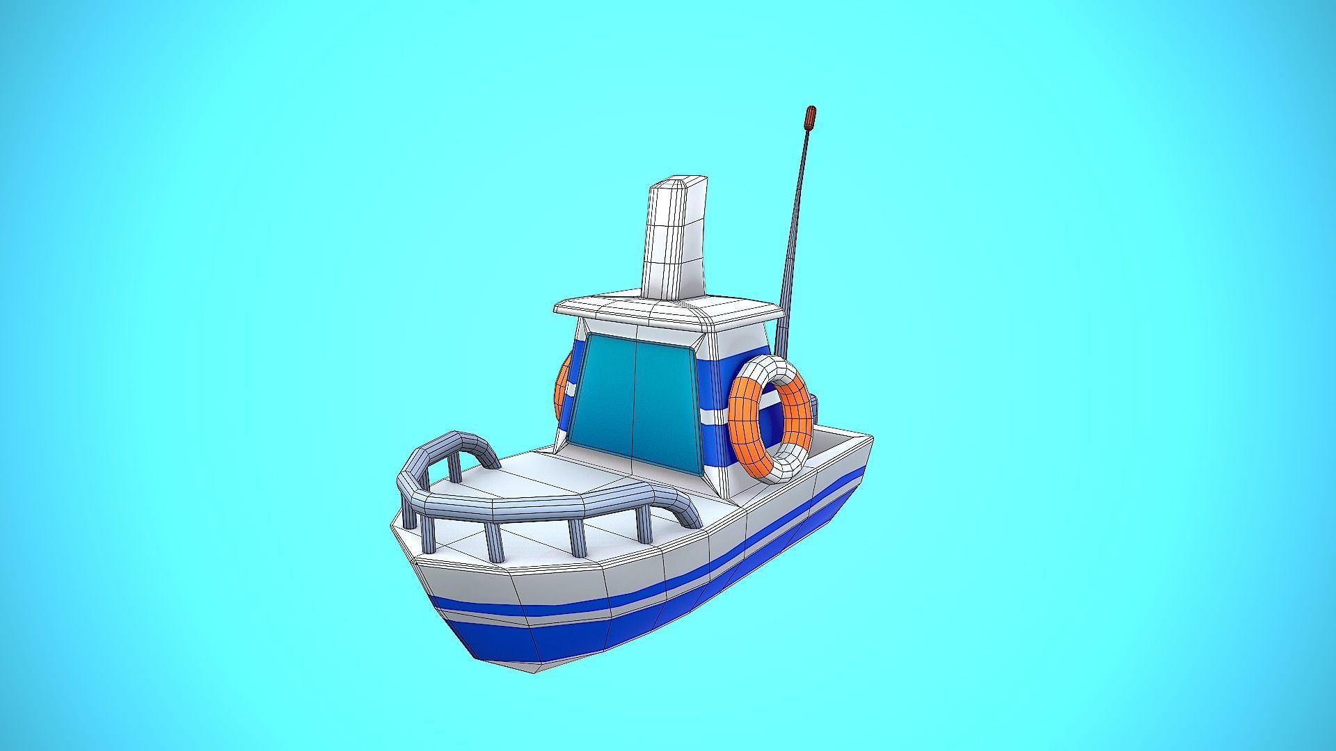 SHIP TOY CARTOON STYLIZED Low-poly 3D model_6