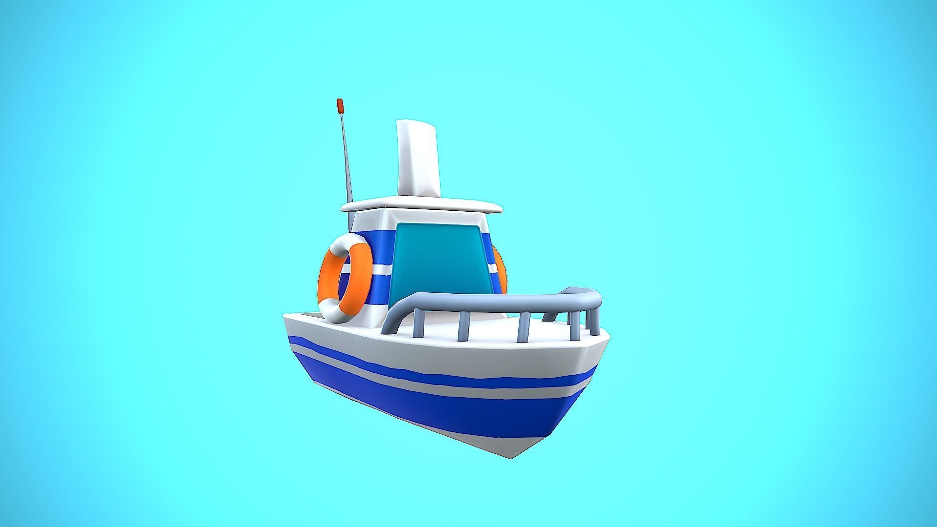 SHIP TOY CARTOON STYLIZED Low-poly 3D model_10