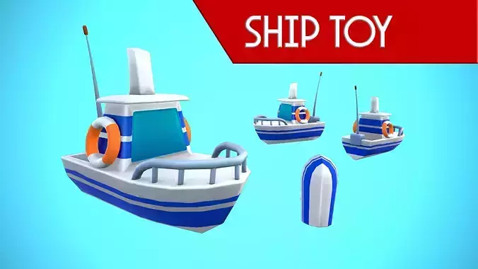 SHIP TOY CARTOON STYLIZED Low-poly 3D model