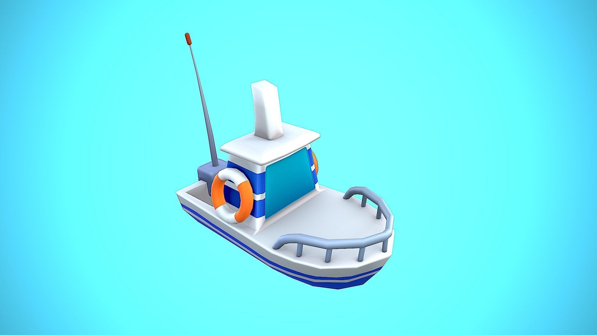 SHIP TOY CARTOON STYLIZED Low-poly 3D model_11