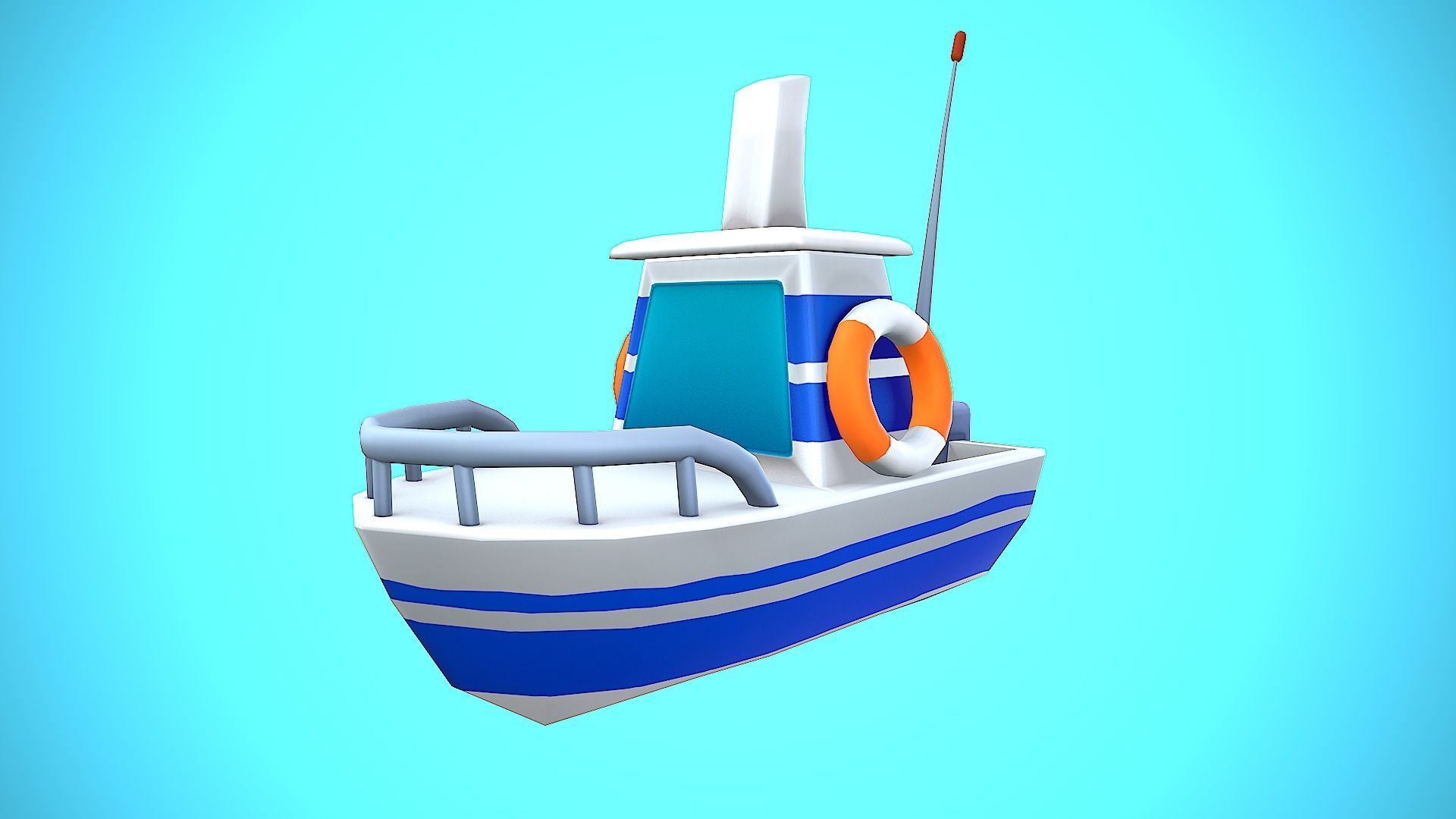 SHIP TOY CARTOON STYLIZED Low-poly 3D model_5