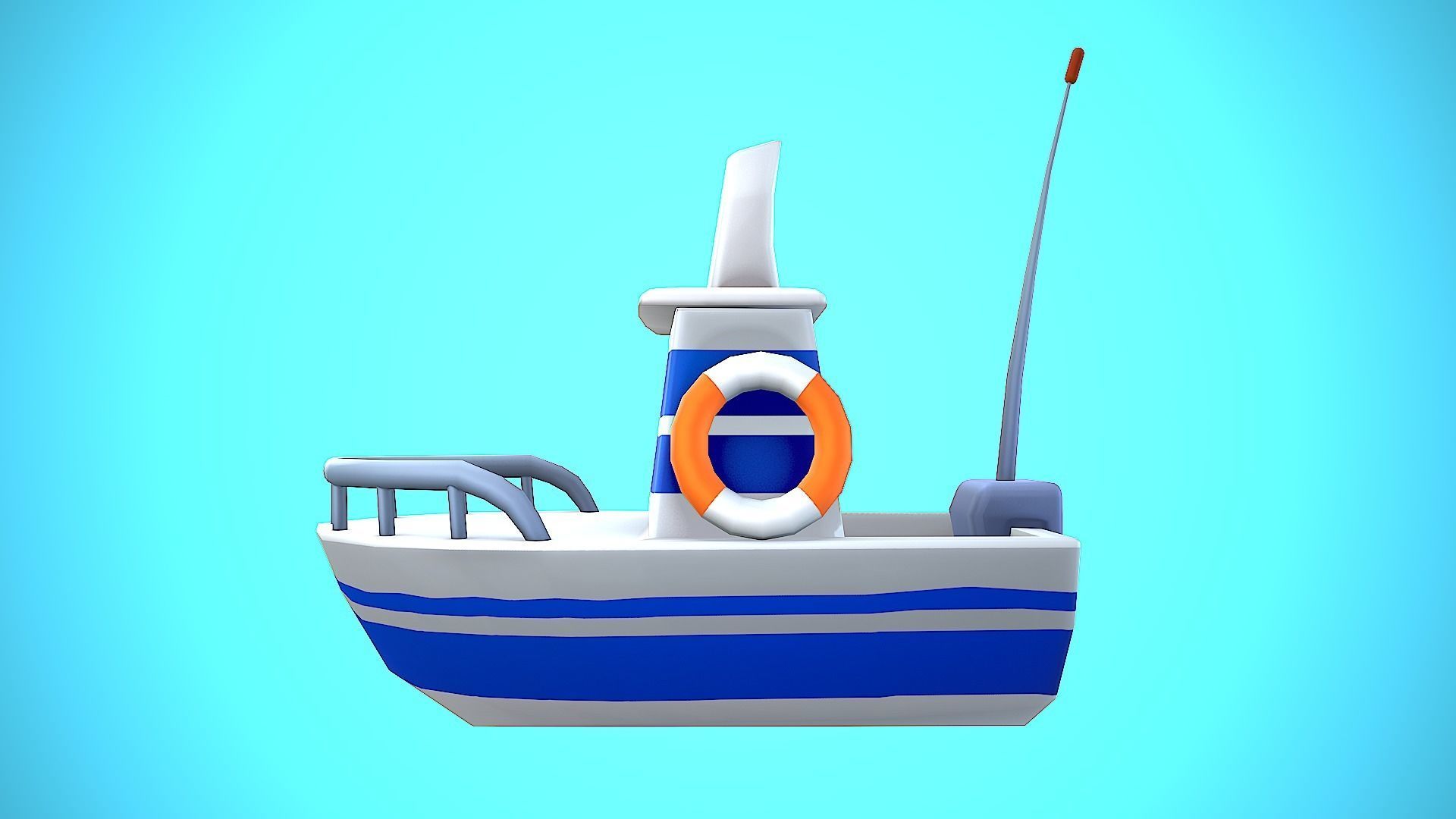SHIP TOY CARTOON STYLIZED Low-poly 3D model_7