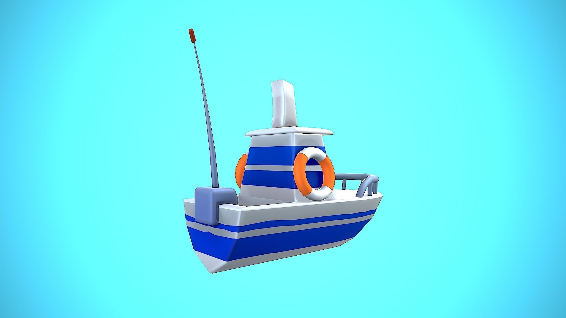 SHIP TOY CARTOON STYLIZED Low-poly 3D model_9