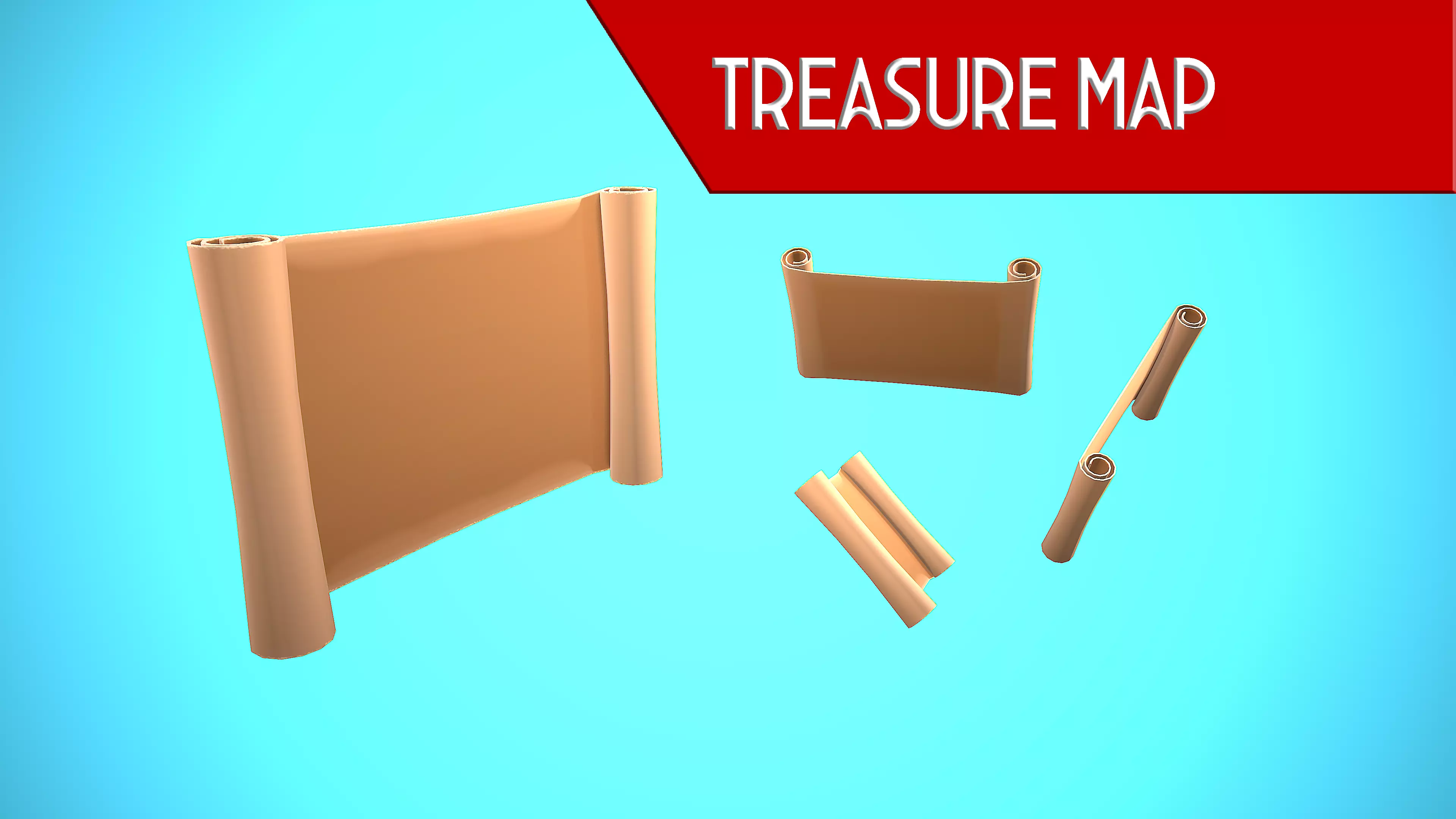 TREASURE MAP EMPTY CARTOON STYLIZED Low-poly 3D model