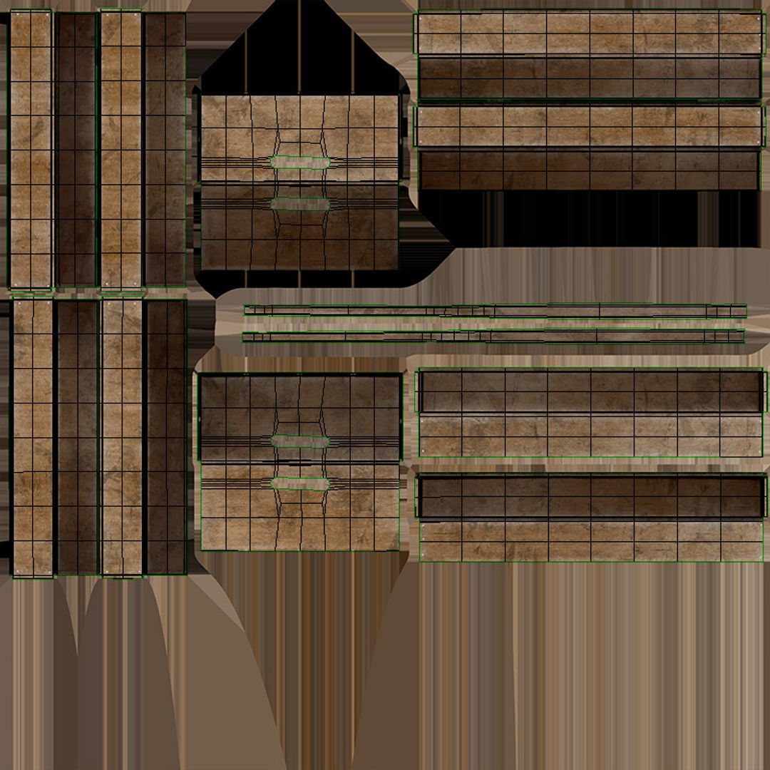 Wooden Crate T3 Low-poly 3D model_5