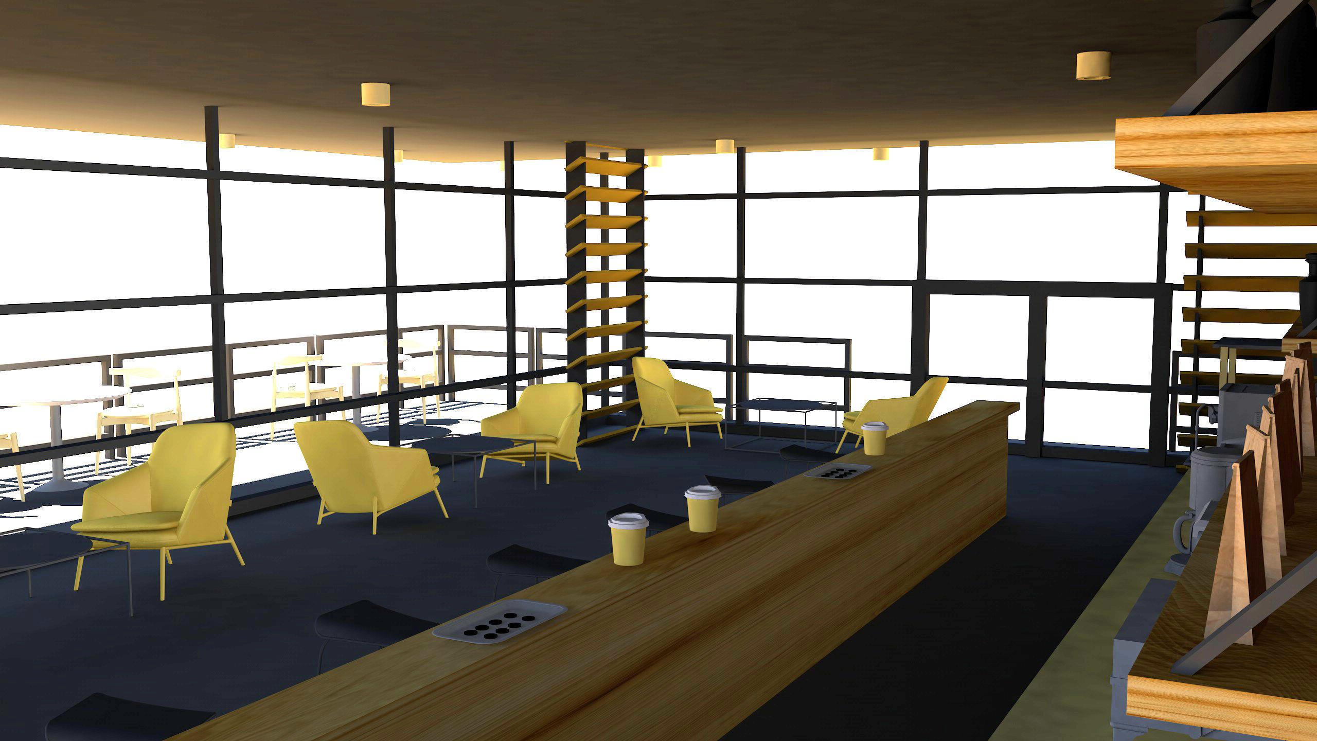 Coffee Shop Cafe 3d Model  Low-poly 3D model_4