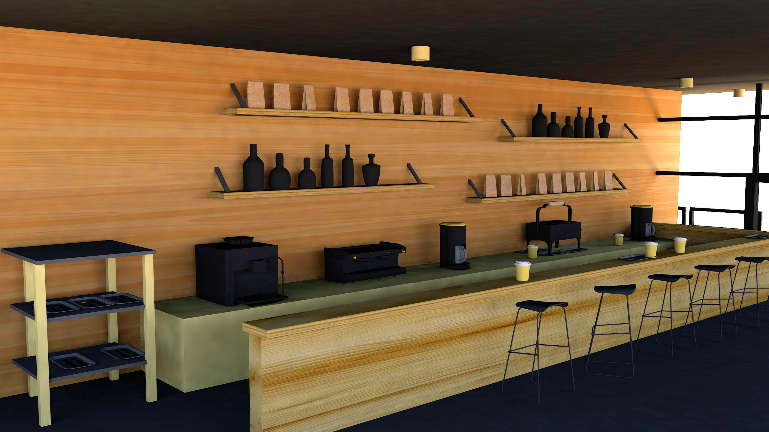 Coffee Shop Cafe 3d Model  Low-poly 3D model_2