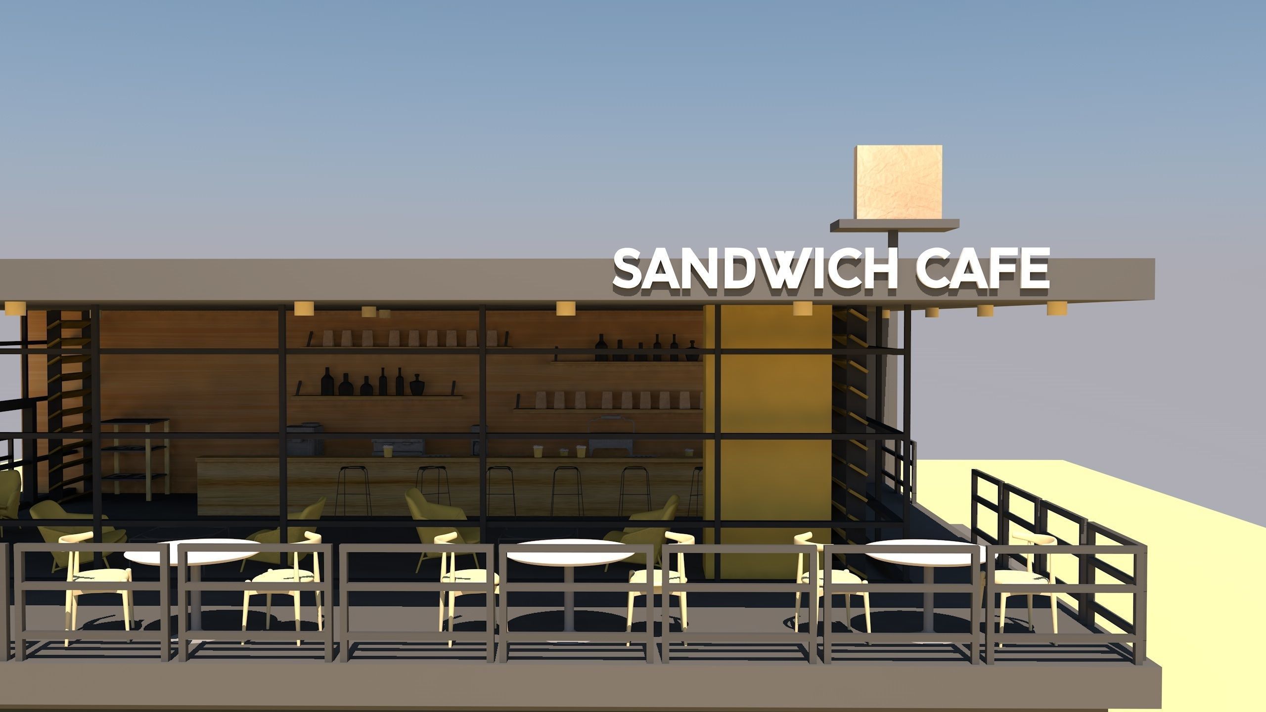 Coffee Shop Cafe 3d Model  Low-poly 3D model_3